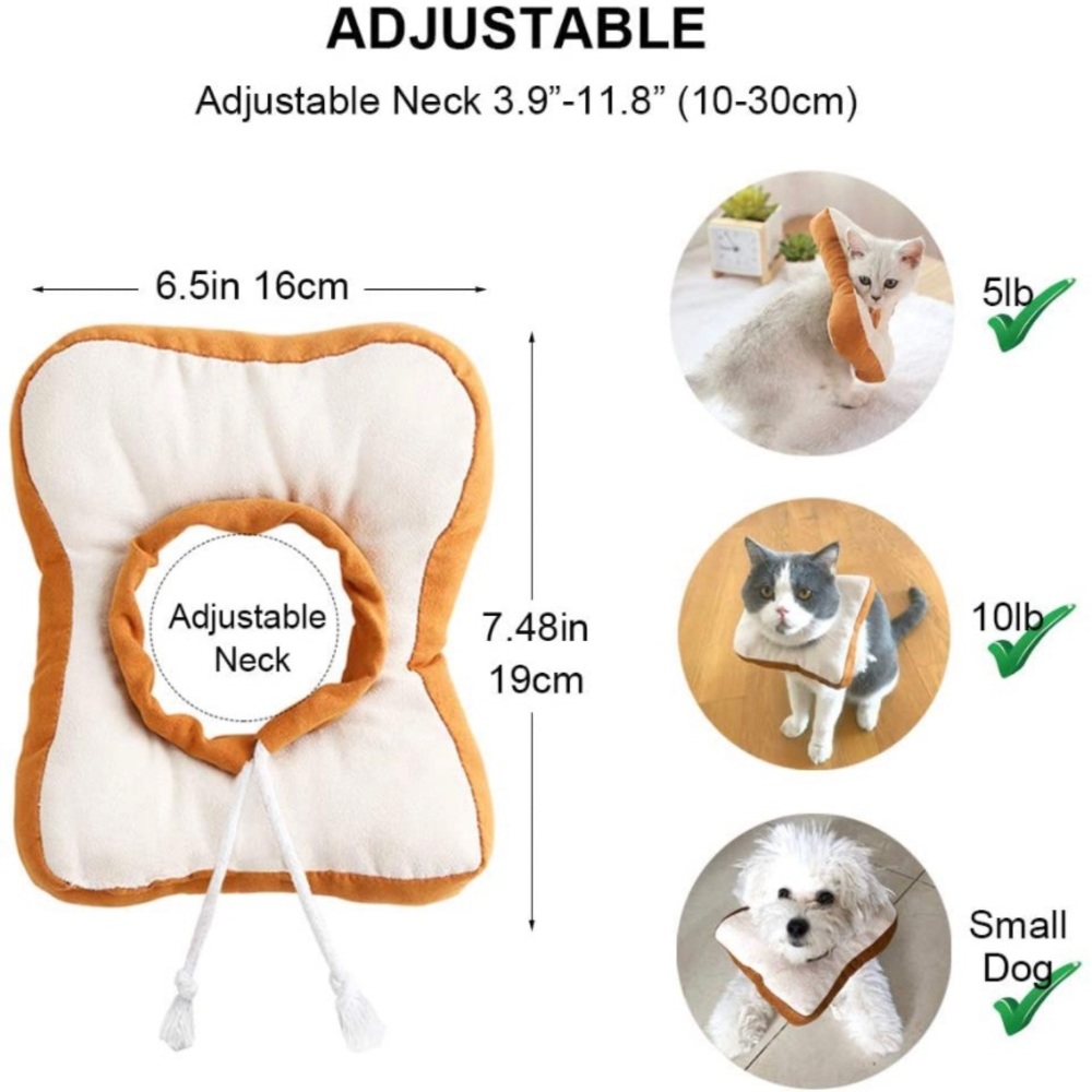 Adjustable Soft Toast Cat Cone Collar 🐱 🍞